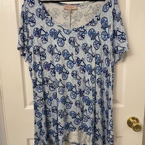 Bicycle print tunic tee NWOT
